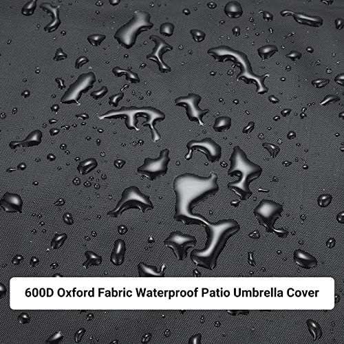 OKPOW Parasol Cover Waterproof - 600D Heavy Duty Garden Parasol Cover Fit for 2.5m 2.7m 3m Large Outdoor Umbrella - Anti-UV Windproof Patio Umbre