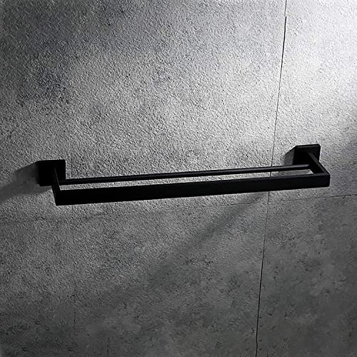Double Towel Bars, bathroom towel rack Black 304 Stainless Steel Towel Rails Heavy Duty Towel Holder Wall Mounted Towel Storage Rack for Bathroom