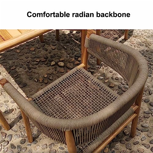 JHKZUDG Dining Chair Weave Chair, Mid-Century Solid Wood Dining Chair Armchair Hemp Seat Chair Accent Chair, for Kitchen, Dining, Living Room Sid