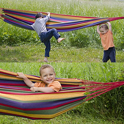 Garden Cotton Hammock, FORYNXHWIN Outdoor Garden Camping Hammock with Carry Bag, 190 x 100 cm,Weight Capacity 150 kg, for Travel, Garden and Beac