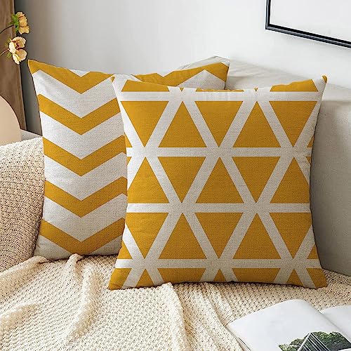 Hangood Waterproof Cushion Covers Outdoor Garden Geometry Set of 4pcs Throw Pillow Case Home Decorative Sofa Protectors Chair Living Room Yellow