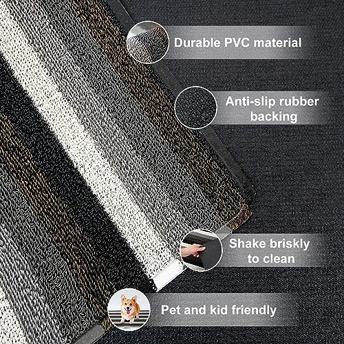 OOKSEN Outdoor Doormats, Waterproof Front Door Mat with Anti-Slip Backing for Entryway, Black Striped Welcome Door Mats Dirt Trapper for Outdoor