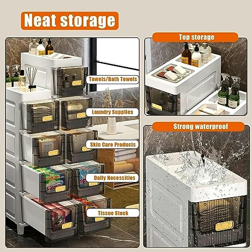 Narrow Dresser Storage Tower Stand, Bathroom Storage Cabinet Organizer, Bathroom Floor Cabinet Storage Cabinet with Drawers, Drawer Storage Tower