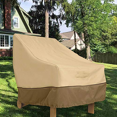 FOUNDOVE 2PCS Garden Chair Cover Waterproof for Garden Deep Seat Lounge Chair, Veranda High Back Armchair Sofa Furniture Covers for Patio Stackin
