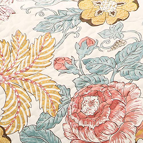 Lush Decor Blue and Yellow Sydney Furniture Protector-Floral Leaf Garden Pattern Armchair Cover, Chair