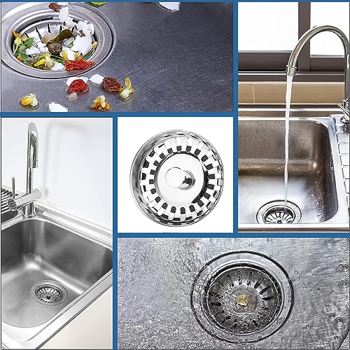 Kitchen Sink Strainer Plug Stainless Steel Thicken for Kitchen Sink, Hole Diameter 78mm