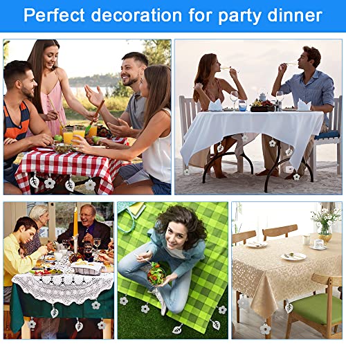 EMAGEREN 8 Pack Tablecloth Weights Clip Stainless Steel Table Cover Weights Picnic Table Clips Decorative Metal Table Cloth Clamps with Clip for