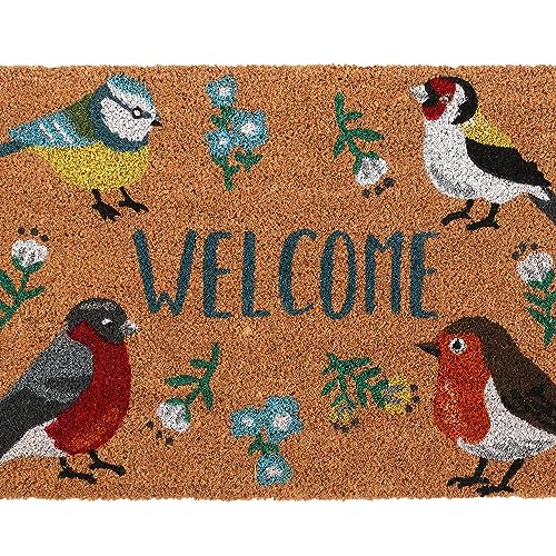 Something Different Wholesale Charming British Garden Birds Doormat | Coir Welcome Mat | Blue Tit, Robin, Goldfinch & Bullfinch | Outdoor Entranc