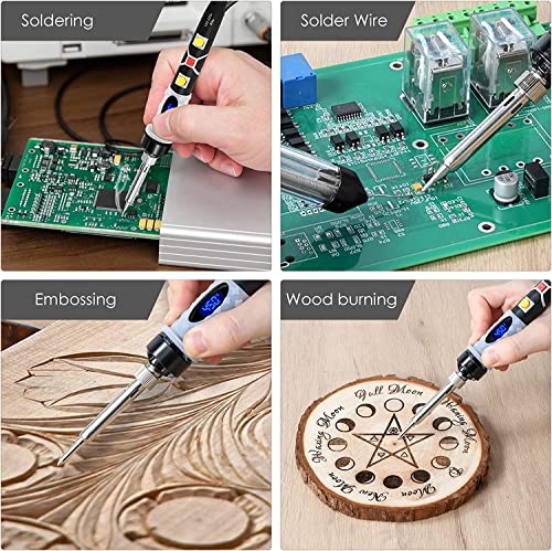 Pyrography Pen Kit 43Pcs,Wood Burning Kit 80W with Adjustable Temperature 200~450℃,Pyrography Wood Burning Tool Set DIY for Embossing/Carving/Sol