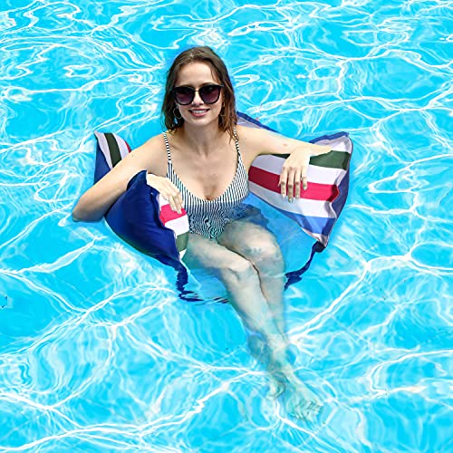 FindUWill Fabric Pool Hammock Floats, XL, 2Pack Inflatable Water Hammocks Floaties 4-in-1 (Saddle, Lounge Chair, Hammock, Drifter), Pool Float Lo