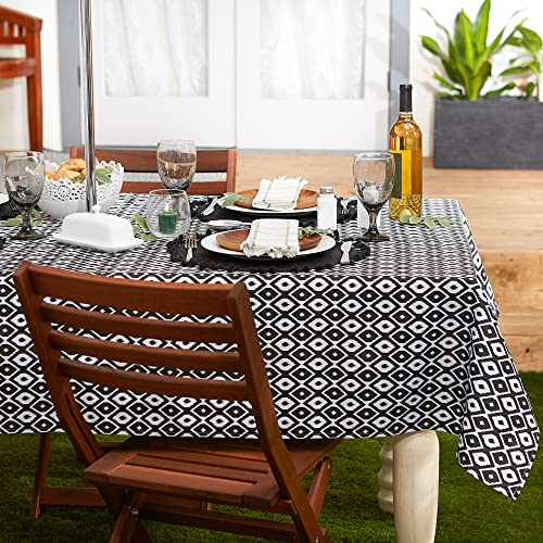 DII Ikat Outdoor Tabletop Collection Water Resistant, All Weather, 60x84 w/Zipper, Black