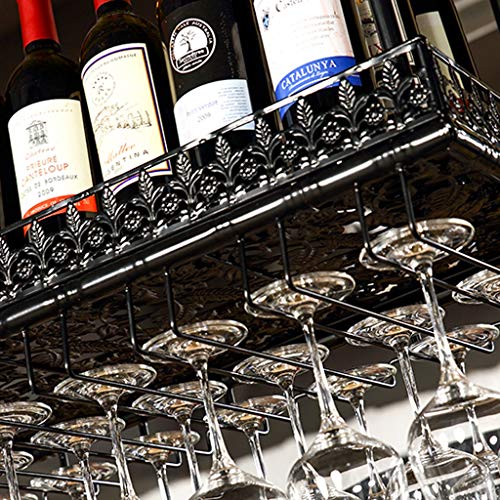 Fashion Creative Wine Cup Rack Upside Down Goblet Wrought Iron Hanger Stem Ware Holder J1116, PIBM, Black, 80 * 35cm