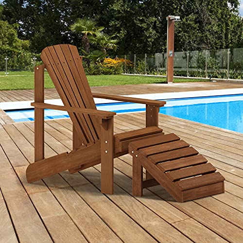 Furinno Small Hardwood Adirondack Footstool in Teak Oil, Wood, Natural, 45.21 (W) x 33.27 (H) x 42.67 (D) cm