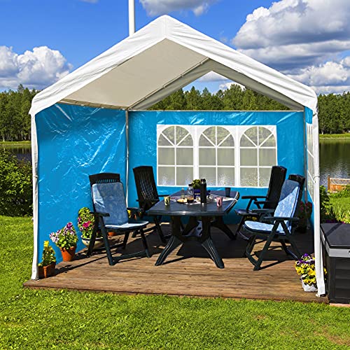 Relaxdays Gazebo, set of 4, 3 side walls with window, 1 side panel with zip, H x W 2 x 3 m, light blue