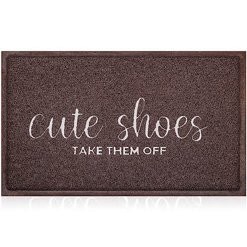 Outdoor Welcome Mat for Funny Outside Home Entry Mats Cute Shoes Take Them Off Entryway Large 18 x 47 inch for Bedroom Shoe Scraper Non Slip PVC