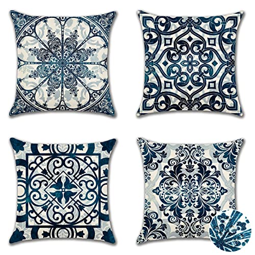 Ohok Outdoor Waterproof Cushion Covers 45x45 cm Pack of 4 Decorative Throw Cushion Covers Cushion Case for Sofa Couch Bed Living Room Outdoor Pat