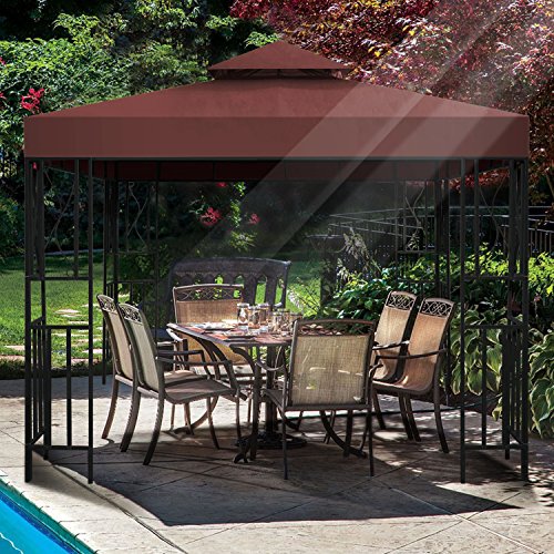 Flexzion 8x8 Gazebo Canopy Replacement Top Waterproof Cover - Outdoor Gazebo Canopy Cover - Double Tier UV30 Cover for Canopies, Garden, Patio, Y