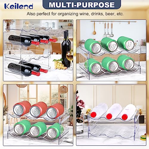 keilend 4 Pack Water Bottle Storage Organizer Rack, Water Bottle Storage Holder for Cupboard and Pantry Storage, Stackable Bottle Stand for Drink