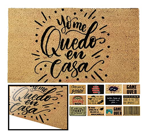 LucaHome Natural Coconut Door Mat 70 x 40 with Non-Slip Base, Coconut Door Mat Funny Lemonade, Absorbent Door Mat Entrance Home, Ideal for Outdoo