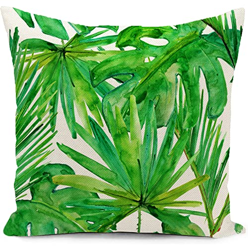 Green Outdoor Cushion Cover Waterproof Tropical Palm Leaves Plant Double Sided Printing Throw Pillow Cover Garden Decor Home Decorate for Livingr