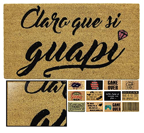 LucaHome Natural Coconut Door Mat 70 x 40 with Non-Slip Base, Coconut Door Mat Funny Lemonade, Absorbent Door Mat Entrance Home, Ideal for Outdoo