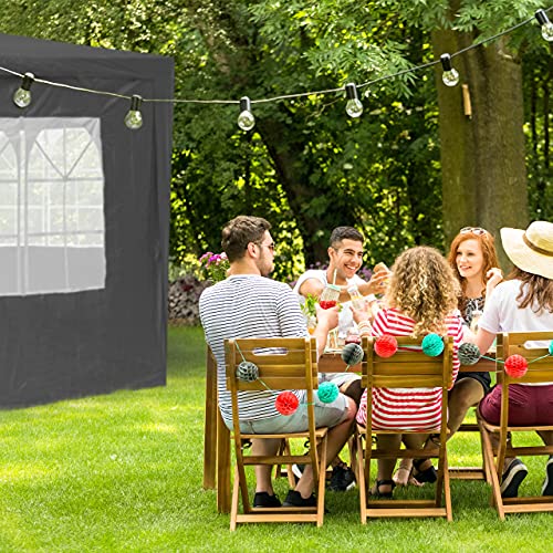 Relaxdays Side Panel for Gazebo, Set of 4, 2 x 3 m, Side Panels with Window and Zip, Waterproof, PVC and PE, Grey