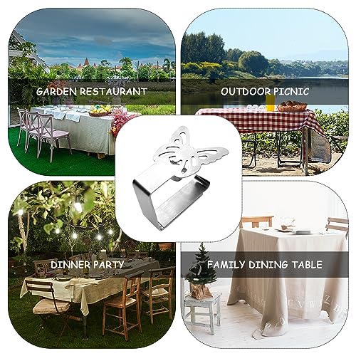 GVSAVY 6 Butterfly Tablecloth Clips, Thickened Stainless Steel Tablecloth Clip, Non Slip Fixed Picnic Table Clip Bracket, Suitable for Outdoor Pi