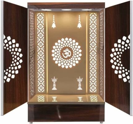 Customized Wooden Cabinet Desginer Mandir With LED/Mandir For Home & Office/Temple For Home/Pooja Ghar/Mandir With Lights/Storage