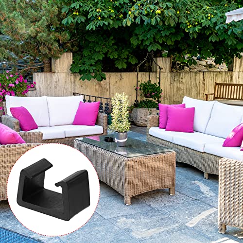 PATIKIL Patio Furniture Clips, 16 Pack 53mm Dia Sofa Rattan Furniture Clamps Wicker Fixed Connection Chair Fasteners for Outdoor Garden, Black
