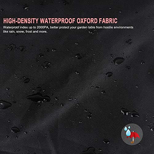 SanGlory Garden Table Covers Round Garden Furniture Cover Waterproof Circular Patio Table Cover with 4 Buckles, Windproof, UV Resistant Oxford Fa