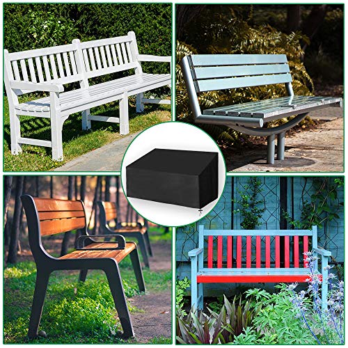 Garden Bench Cover, Waterproof 2 Seater Outdoor Bench Seat Covers Heavy Duty Windproof Patio Furniture Cover, Anti-UV Tear Resistant 210D Oxford