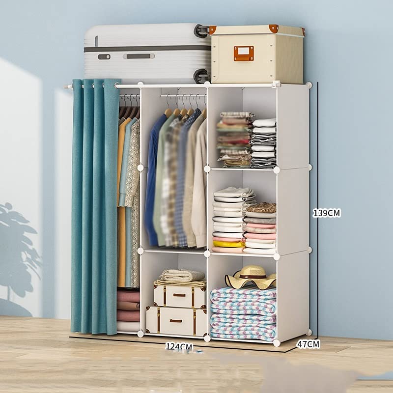 LUKEO Non Woven Wardrobes Bedroom Closets Storage Cabinet Wardrobes Armoire Wardrobe Furniture (Color : D, Size : 124x47x139cm)