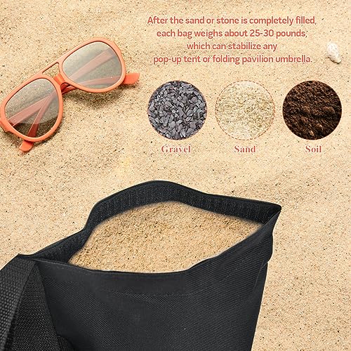 Gazebo Weights Sand Bags 4PCS Sand Bags for Gazebo Legs, Waterproof Pop Up Gazebo Sand Weights Grade Heavy Duty Double-Stitched Sand Weight Bags