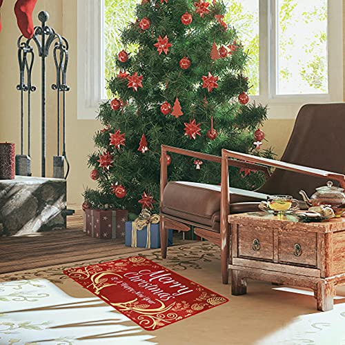 TSLBW Christmas Doormat Printed Non-Slip Rugs Merry Santa Claus Patterned Carpet Floor Door Mat for Entrance Living Room Bedroom Bathroom Xmas Ho