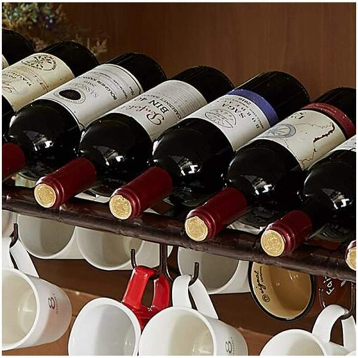 EMISOO style hanging wine glass rack, bar creative wine rack, home upside down goblet rack, bar wine rack decoration (Color : Brown, Size : 60 *