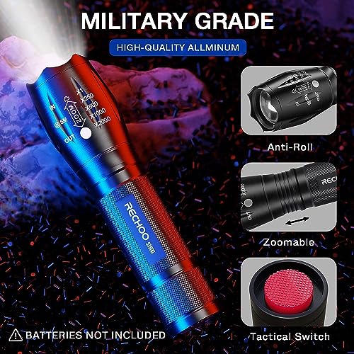 RECHOO LED Torch Battery Powered 2000 Lumen, Small Torches Led Super Bright with 5 Modes, Water Resistant, Zoomable Torches Flashlight for Kids C