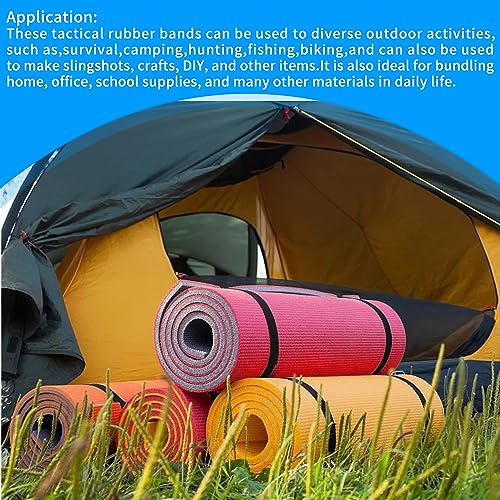 Jiehaojia 64 Pcs Black Tactical Rubber Bands Multi-Purpose Thick Elastic Rubber Bands Strong Elastic Bands Stationary Stretchable Bands for Campi