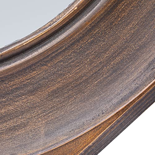 Creative Co-op Hexagonal Carved Wood Framed Wall Mirror, Walnut