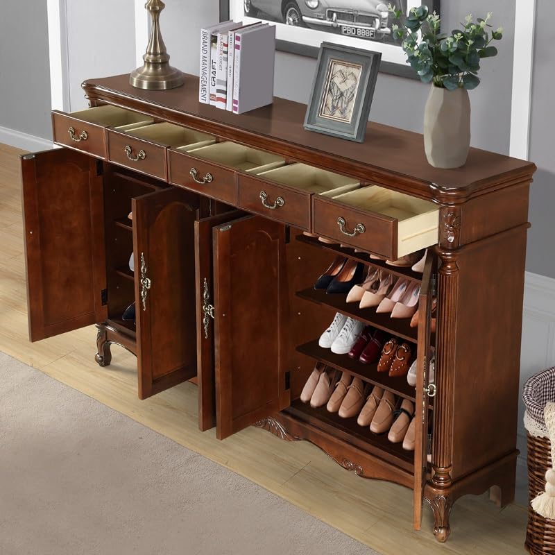 JYDQM Home Shoe Cabinet Solid Wood Locker Cabinet Vintage Storage Cabinet Door-to-door Shoe Cabinet