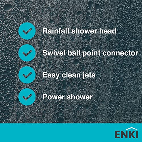 ENKI, R01, 200mm Traditional Fixed Large Shower Head Chrome, Solid Brass, Replacement Shower Head, Round Rose, Mixer Rainfall Shower, Modern Desi