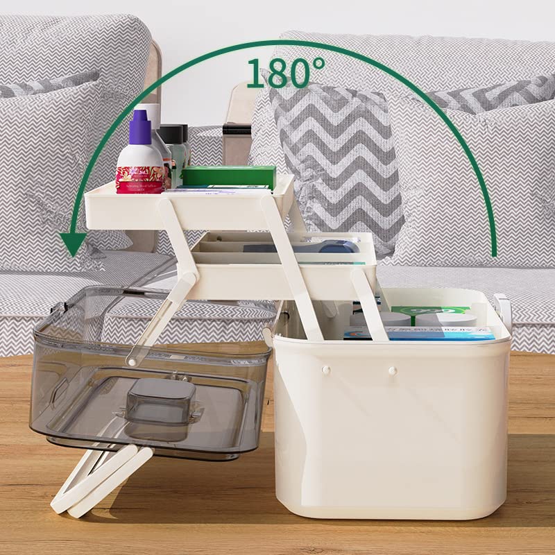 LIKEUDO 28 * 17 * 15cm White Portable First Aid Medicine Storage Box 3 Layer Medicine Cabinet Organizer Household Medicine Storage Box Medication