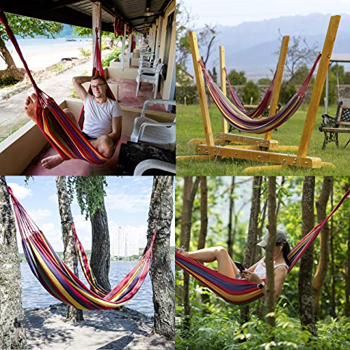 Garden Cotton Hammock, FORYNXHWIN Outdoor Garden Camping Hammock with Carry Bag, 190 x 100 cm,Weight Capacity 150 kg, for Travel, Garden and Beac