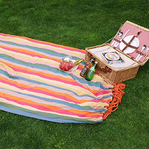 SONGMICS Hammock, 210 x 150 cm, Double Hammock with Fastening Straps and Carabiners, 300 kg Load Capacity, for Terrace, Balcony, Garden, Outdoor,