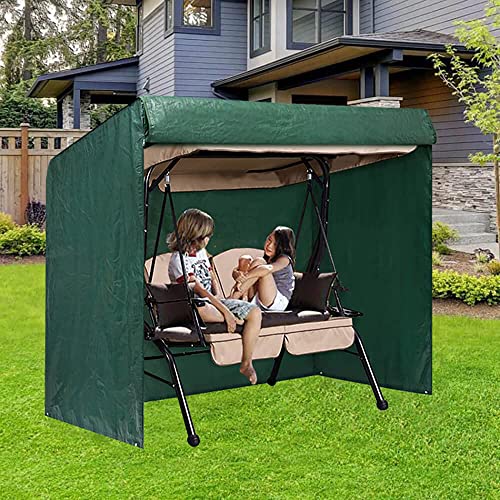 PATIO PLUS 3 Seaters Garden Swing Cover, 220x125x170cm Large Garden Hammock Cover with Zips, Waterproof, Dust-proof Green