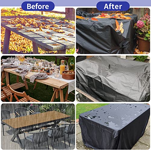 Funshot Garden Furniture Cover Waterproof, 300x250x90cm Outdoor Garden Table Cover for Table and Chair Windproof, Anti-UV Heavy Duty 420D Oxford