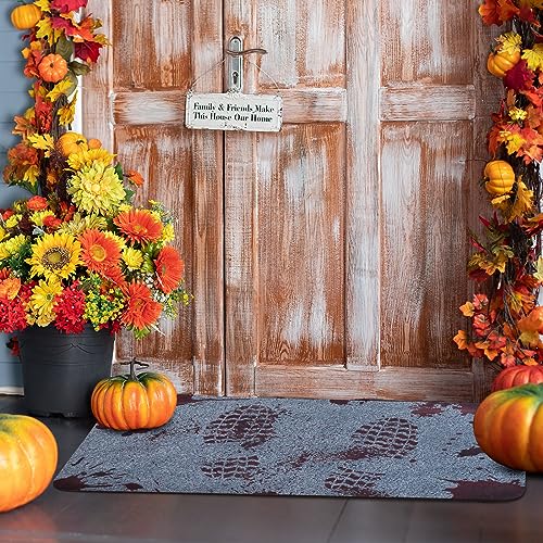 Halloween Door Mat 17"X30", Halloween Bloody Footprint Door Mat for Front Door, Scary Doormat Outdoor, Halloween Floor Matt for Home Entrance, Ho