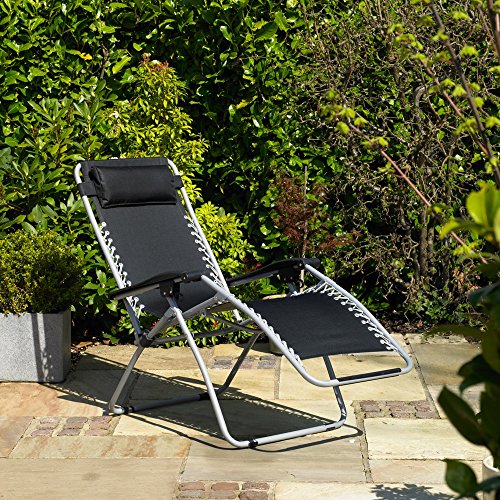 Kingfisher Gravity Garden Reclining Sun Chair Lounger- FSGC, Alloy Steel, Black