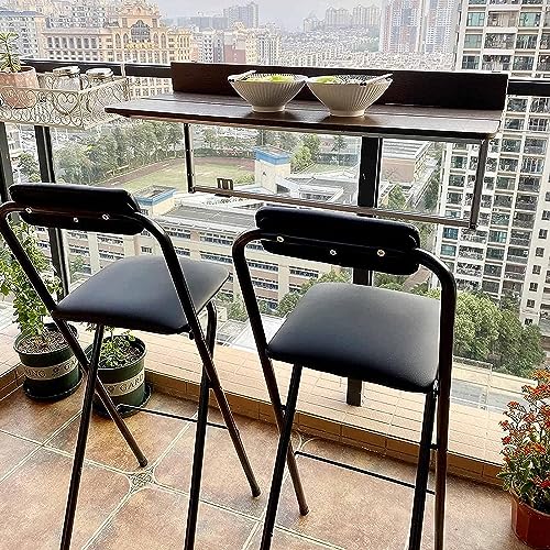 Foldable Bar Stool, High Stool with Backs and Footrest, PU Padded Counter Height Foldable Stool No Assembly for Cafe, Bistro, High Kitchen Chair,