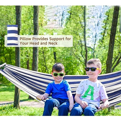 Chihee Cotton Hammock Large Soft Breathable Camping Hammock Holds Up to 660lbs Portable Tree Hammock with Detachable Spreader Bar Pillow 2 Strong