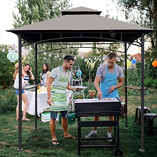 Grill Gazebo Replacement Canopy Top - Wonwon 5x8 Gazebo Roof Double Tiered Outdoor BBQ Roof Cover Grill Shelter Only Fit for Model L-GG001PST-F (